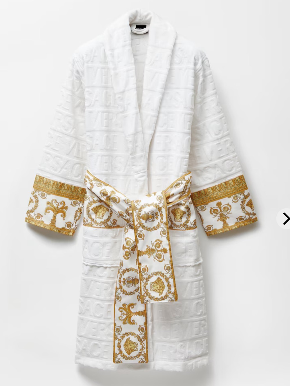 Versace Barocco Bathrobe White Gold Medusa Jacquard Cotton Robe NWT Size L